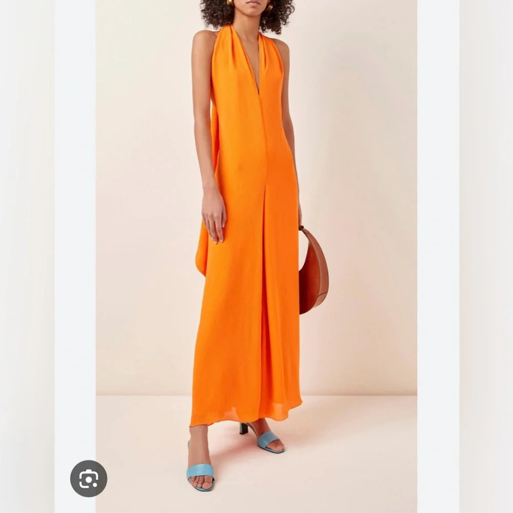 STAUD
Women's Orange Sycamore Wrap Gauze Wide-leg Jumpsuit size xs - Picture 4 of 13